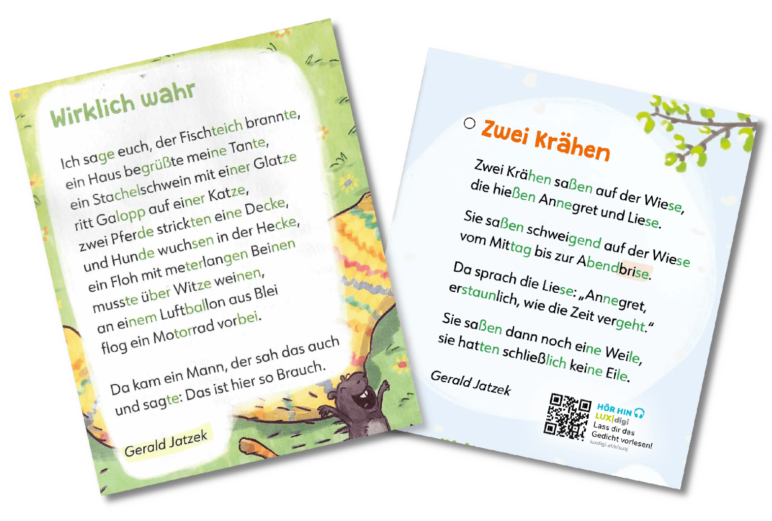 Gerald Jatzek: Zwei Gedichte für Kinder